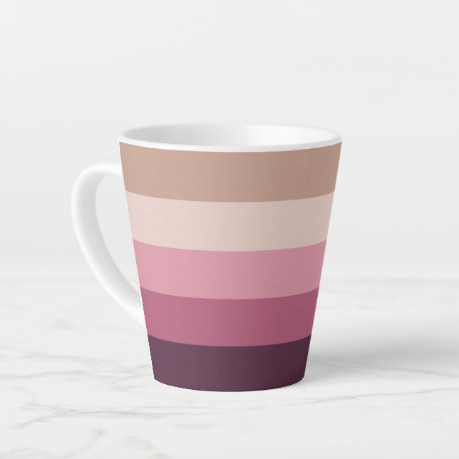 Caneca De Café Latte Gradiente Rosa Neutro Harmonioso em Faixa Horizont (Ângulo esquerdo)