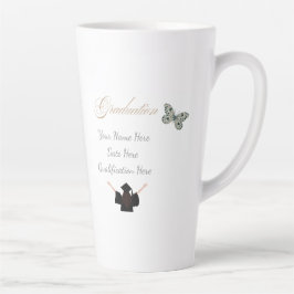 Caneca De Café Latte Graduação com Nome Personalizado, Data e Qualifica
