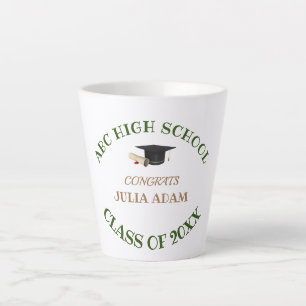 Caneca De Café Latte Graduação no ensino médio tipografia moderna