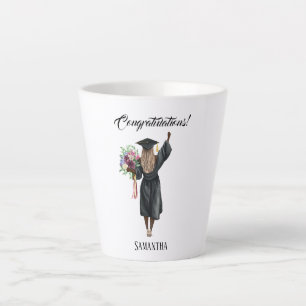 Caneca De Café Latte Graduação personalizada de aquarela (7)