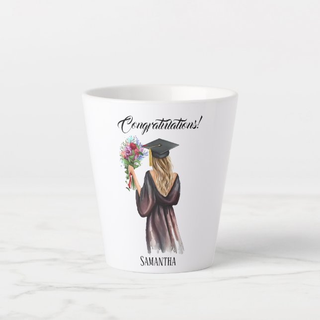 Caneca De Café Latte Graduação Personalizada por Aquarela (11) (Frente)