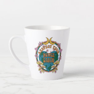 Caneca De Café Latte Gráfico da Terra-Mãe Retro dos anos 70