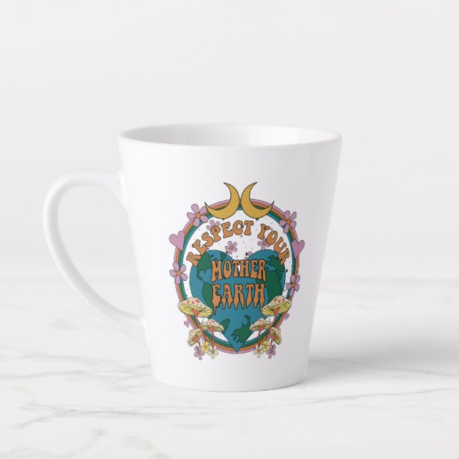 Caneca De Café Latte Gráfico da Terra-Mãe Retro dos anos 70 (Esquerda)
