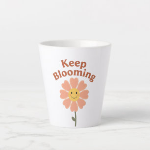 Caneca De Café Latte Gráfico de Flor Feliz Estilo Anos 70