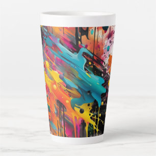 Caneca De Café Latte Grafite de abertura do caos vívido