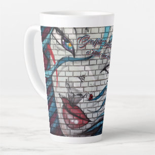 Caneca De Café Latte Grafite de Menina Asiática