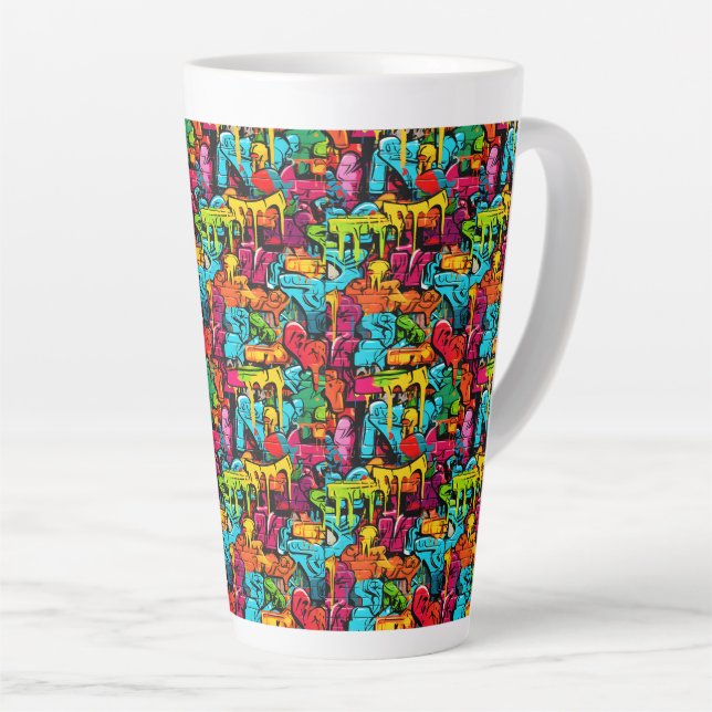 Caneca De Café Latte Grafite, Tinta Pingando (Ângulo direito)