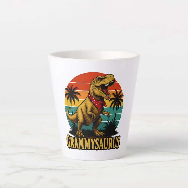 Caneca De Café Latte Grammysaurus T Rex Dinosaur Dia de as mães (Frente)