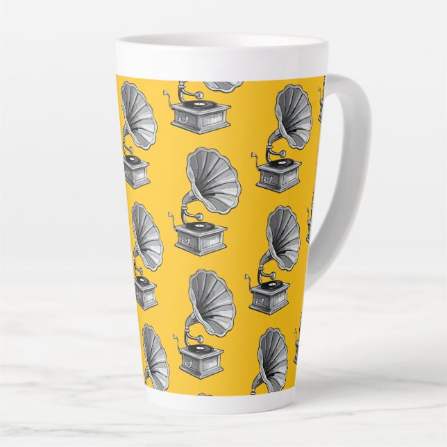 Caneca De Café Latte Gramofone (Ângulo direito)