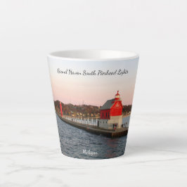 Caneca De Café Latte Grand Haven South Pierhead Lights latte mug