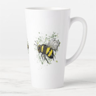 Caneca De Café Latte Grande Abelha Bombarda Bonita, Desenho Digital