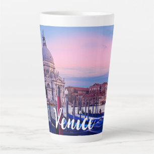 Caneca De Café Latte Grande Canal com gondolas e igreja em Veneza