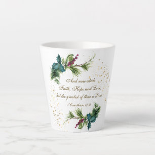 Caneca De Café Latte Grande é Bíblia de amor inverno verde