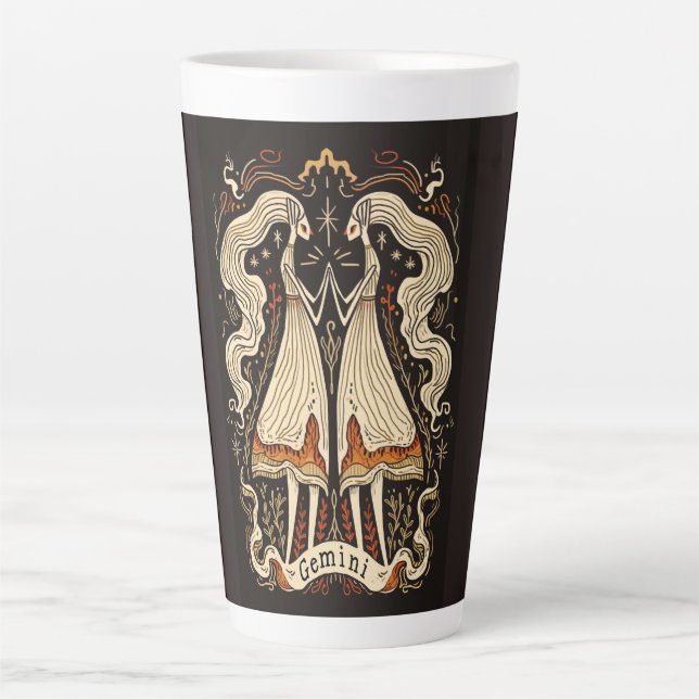 Caneca De Café Latte Grande Latte Mug Gemini Celestial Arte Zodiac (Frente)