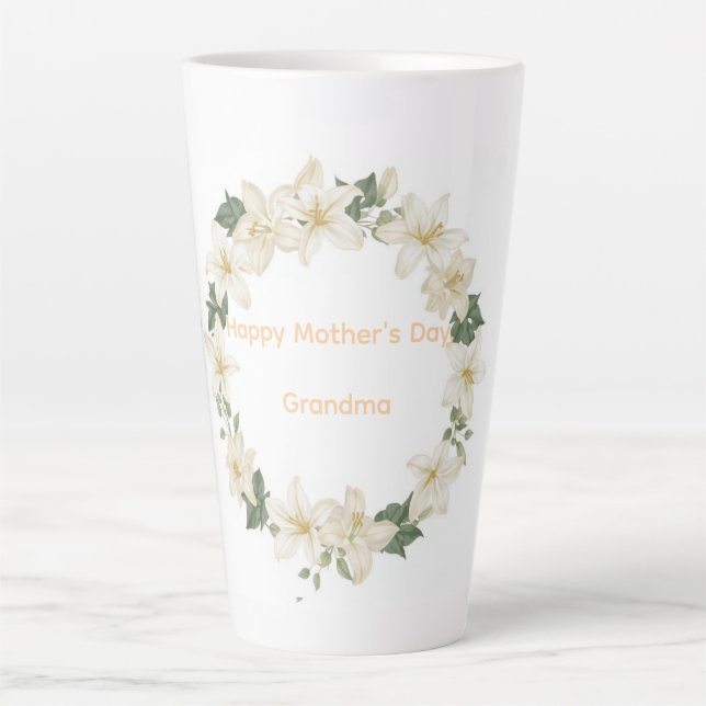 Caneca De Café Latte Grandma Floral Mother’s Day Gift for Nana (Frente)