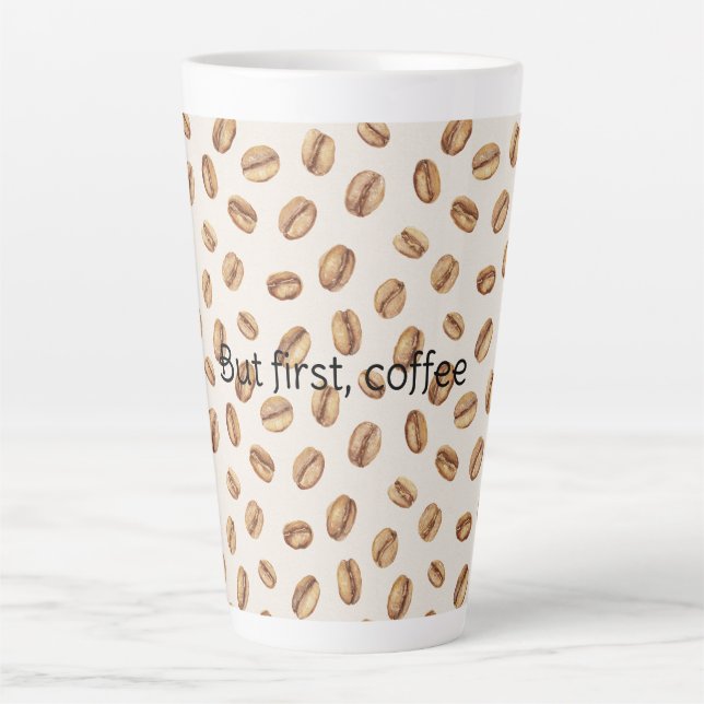 Caneca De Café Latte Grãos de Café com Creme (Frente)