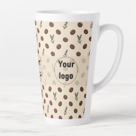 Caneca De Café Latte Grãos de Café Vintage e Padrão Sem Costura de Lava