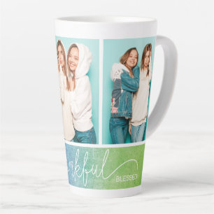 Caneca De Café Latte Grata Graças Abençoada Foto Moderna Três
