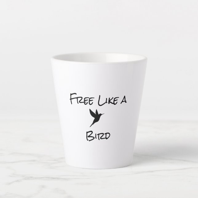 Caneca De Café Latte Grátis como uma lata de pássaro (Frente)