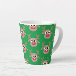 Caneca De Café Latte Grátis Reindeer Cartoon Verde