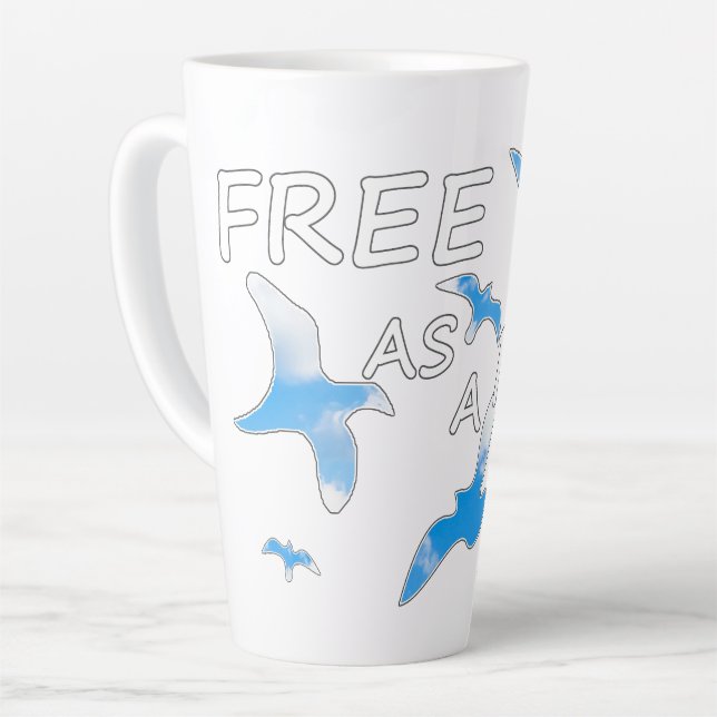 Caneca De Café Latte Gratuito como Pássaro 2 (Ângulo esquerdo)