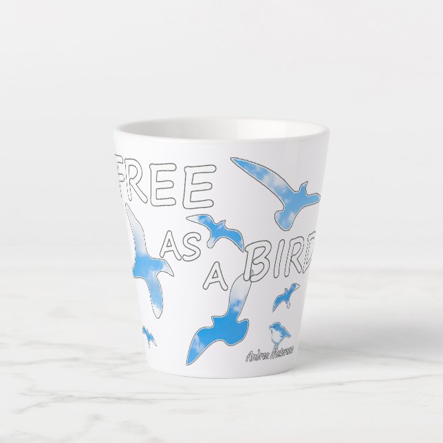 Caneca De Café Latte Gratuito como Pássaro 2 (Frente)