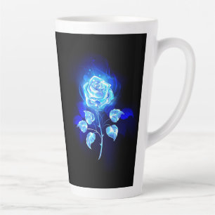 Caneca De Café Latte Gravação de Rosa Azul