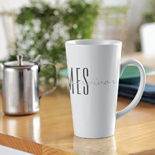 Caneca De Café Latte Grays, Monograma, Script, sou um sobrevivente 17oz