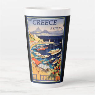Caneca De Café Latte Grécia Atenas Poster de viagens
