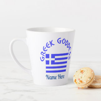 Caneca De Café Latte Greek Goddess and Flag of Greece