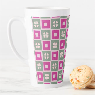 Caneca De Café Latte Green and Magenta Boxed Floral Bloom Latte Mug