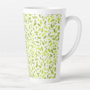 Caneca De Café Latte Green Leaves Nature Impressão, Padrão de Folha de
