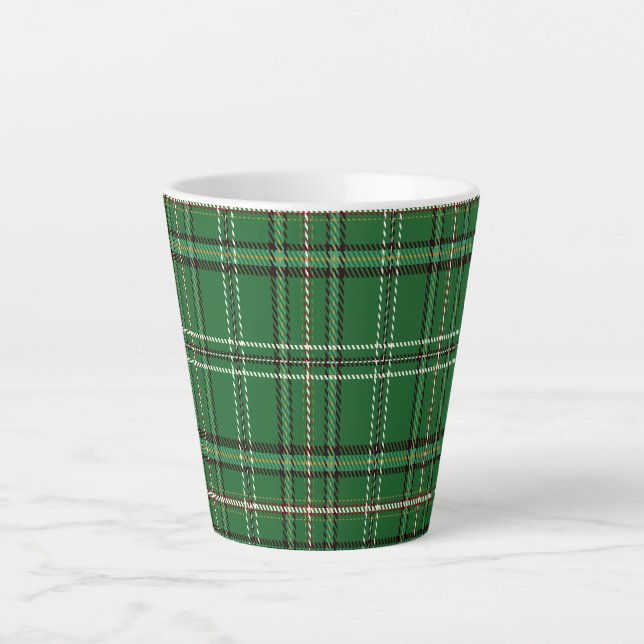 Caneca De Café Latte Green Tartan (Frente)