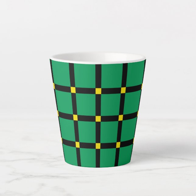 Caneca De Café Latte Green Tartan (Frente)