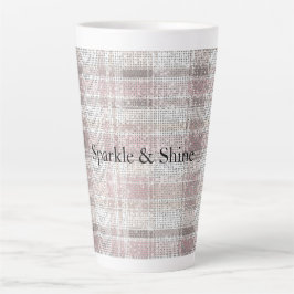 Caneca De Café Latte Grelha de Xadrezes Rosa Girassol