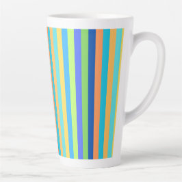 Caneca De Café Latte Grelhas Clássicas Azuis e Laranja Arco-Íris