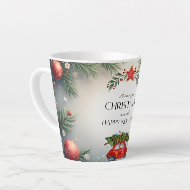 Caneca De Café Latte Gren&Red Holiday mug 2025 (Ângulo esquerdo)