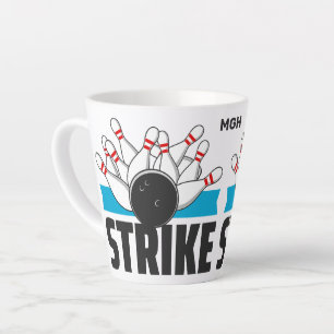 Caneca De Café Latte Greve de Boliche Monograma Personalizada