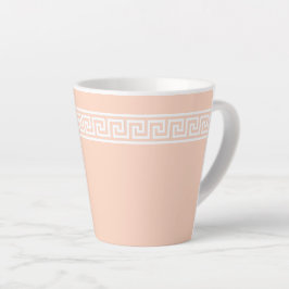 Caneca De Café Latte Greve de Chave Grega no Rosa de Ostra Pálida