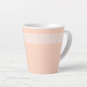Caneca De Café Latte Greve de Chave Grega no Rosa de Ostra Pálida
