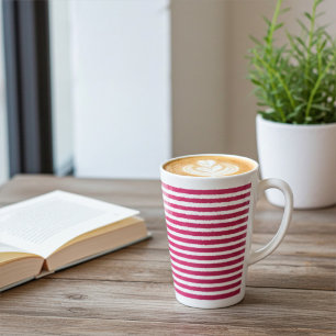 Caneca De Café Latte Greve de Fita Vermelha e Branca, Natal
