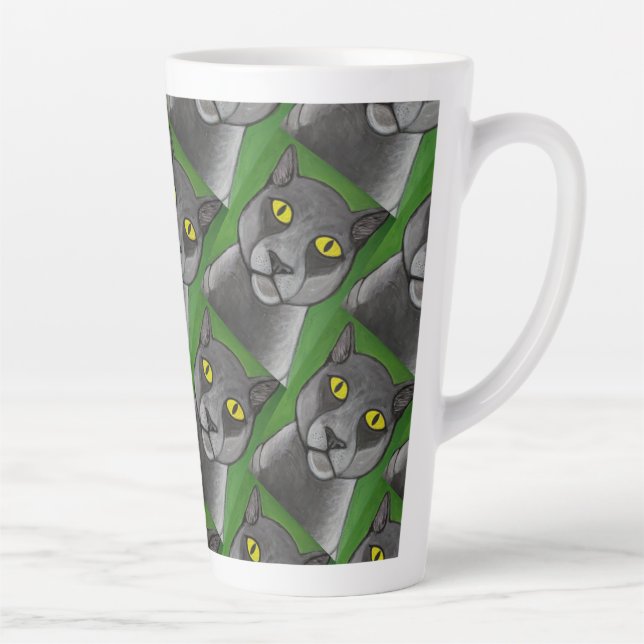 Caneca De Café Latte Grey cat Latte Mug (Direita)