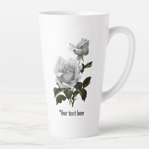 Caneca De Café Latte Grimoire Rosa Branca