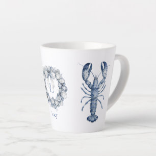 Caneca De Café Latte Grinalda de Concha de Lagosta e Ostra Azul da Nova