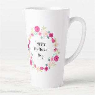 Caneca De Café Latte Grinalda Floral Rústica Colorida
