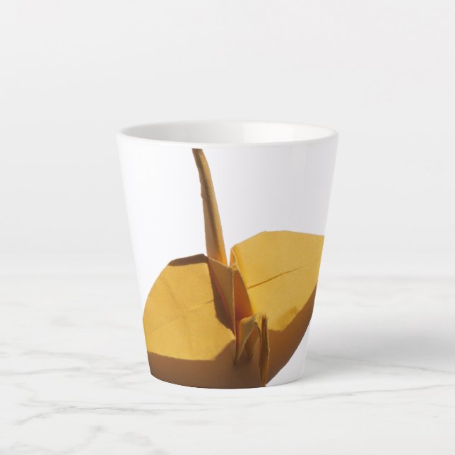 Caneca De Café Latte grou de origami sortudo (Frente)