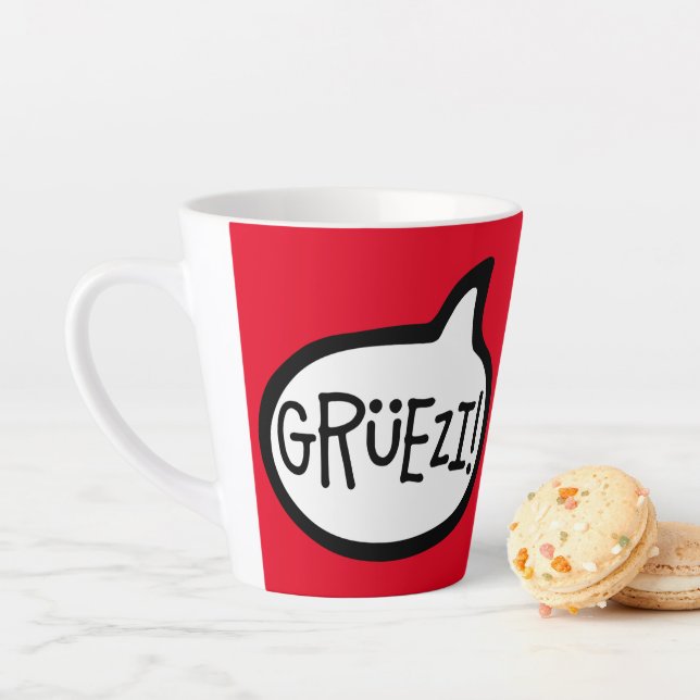 Caneca De Café Latte Grüezi! Olá em alemão suíço, Schwiizerdütsch (In Situ)