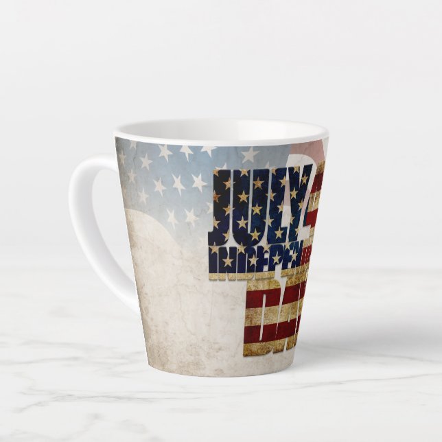 Caneca De Café Latte Grunge USA julho 4º Gráfico de Independência (Ângulo esquerdo)