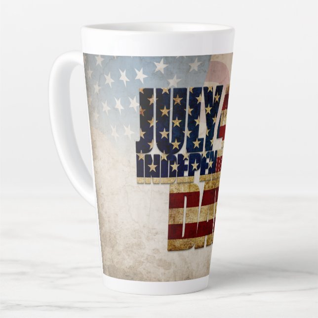 Caneca De Café Latte Grunge USA julho 4º Gráfico de Independência (Ângulo esquerdo)