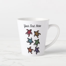 Caneca De Café Latte Grupo de tartarugas de Abstrato preto